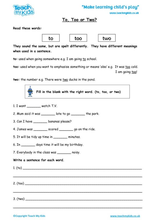 Worksheets for kids - totoo-or-two